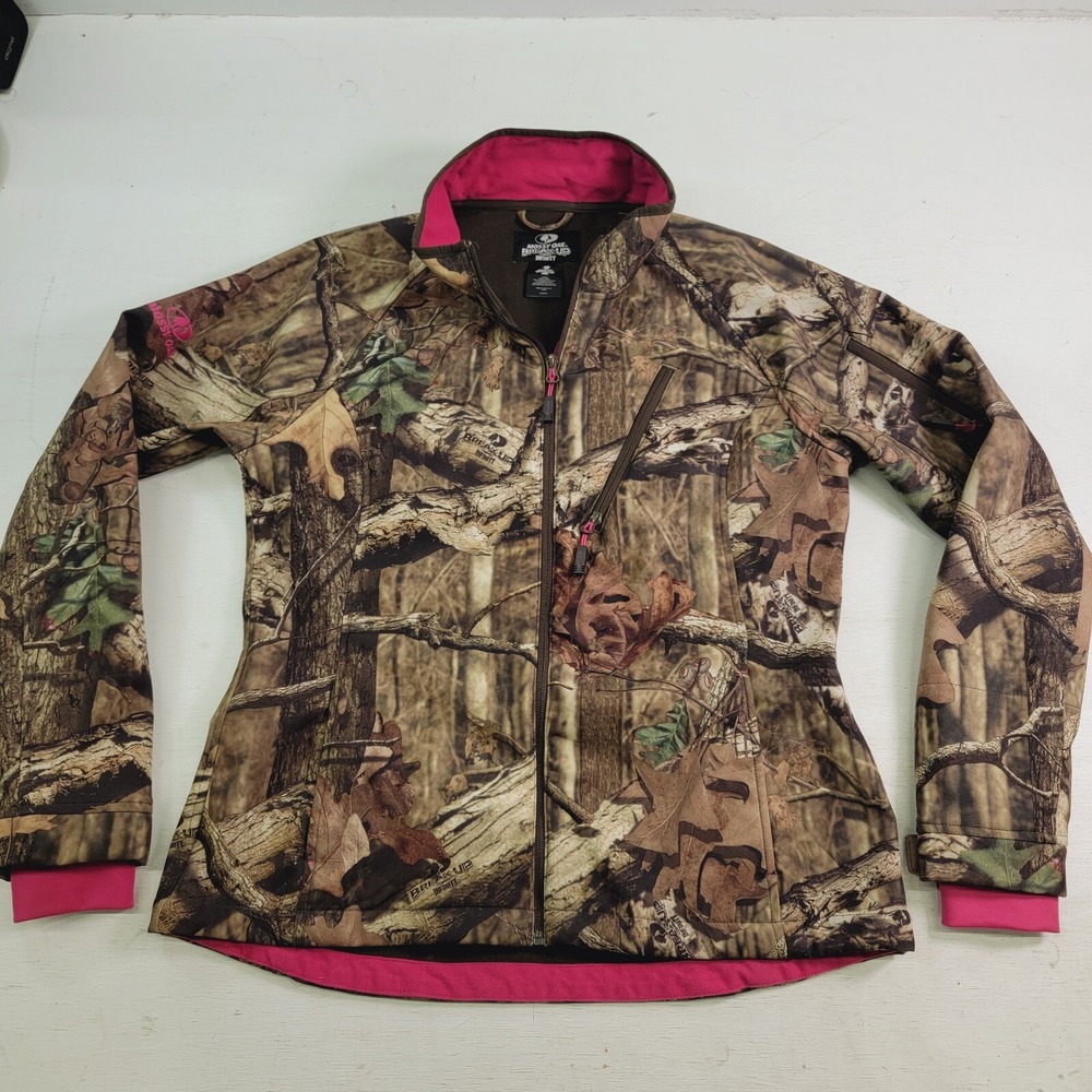 Women's Mossy Oak Break Up Infinity Softshell Jacket Camouflage Camo‎ Pink Sz L